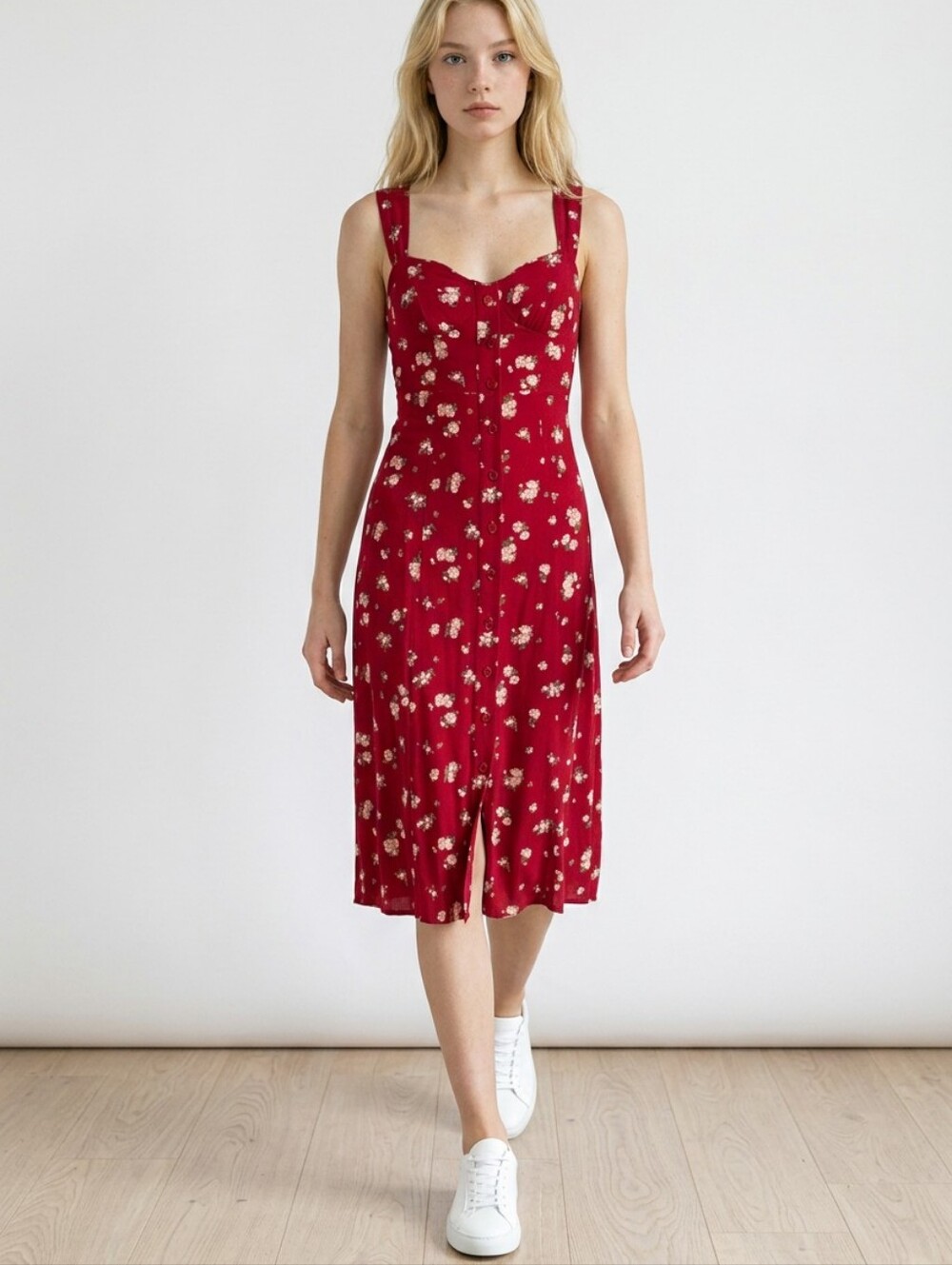 Reformation Taylor Red Floral Classic Dress Size 2